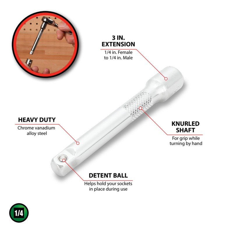 Performance Tool W36143 1/4 Drive Socket Extension Bar, 3