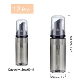 uxcell 2 Oz / 60ml Empty Foam Pump Bottle, 12 PCS Travel Foam Soap Dispenser, Empty Refillable Plastic Pump Bottle for Lash Shampoo, Hand Soap, Clear Black/Black