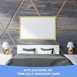 GLOKUUCA Trim Self-Adhesive Tape - 1 Pack Peel and Stick Decorative Trim for Tile Edge Mirror Furniture Door Wardrobe Decor - PVC Wall Trim - (0.3-inch x 22-ft Bright Silver)