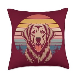 Retro Golden Retriever Throw Pillow