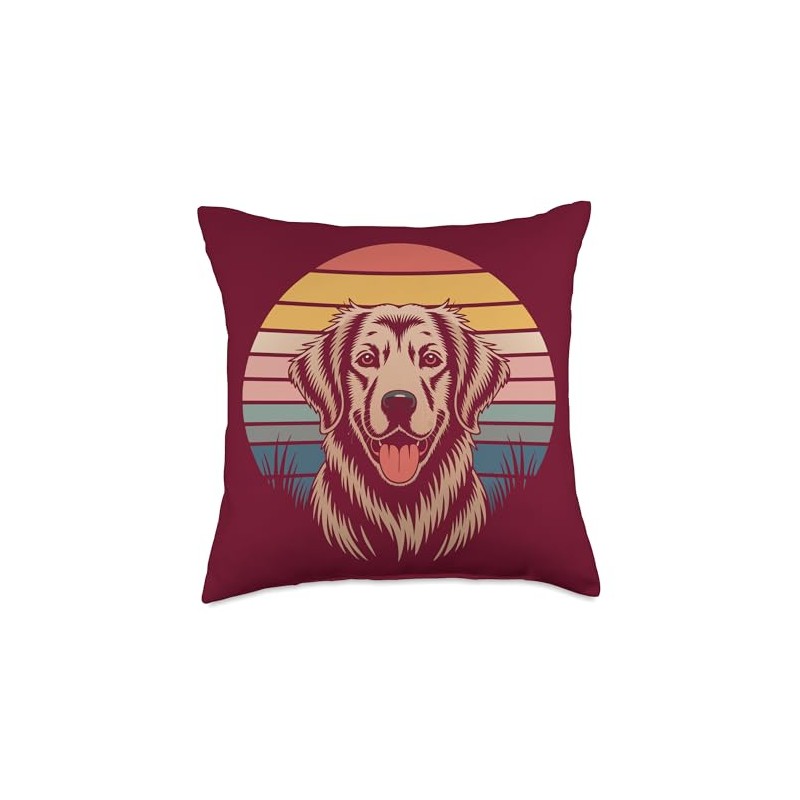 Retro Golden Retriever Throw Pillow