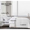 Nanko 7PC Queen Comforter Set with Sheets, White Tufted Jacquard