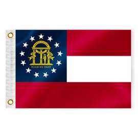 Georgia State Boat Nautical Flag 12x18 Inch Double Sided 3 Ply GA Marine Flag Nylon Small Yacht Sail Pontoon Boat ATV Bike Truck Motorcycle Banner Brass Grommets Patriotic Outside(GA)