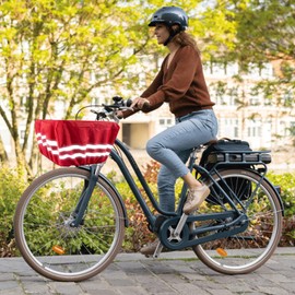 Bicycle Basket Cover, Waterproof, Rain Cover, Bicycle Basket for All Bicycle Rear Cover, Bicycle Cover with Reflectors, Rain Cover Basket with Elastic Band, Waterproof Rain Cover, Red