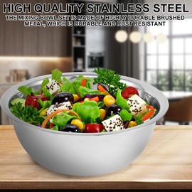 5 Piece Stainless Steel Mixing Bowl Set With Measurement Markers Multipurpose Soup Basin 5 Sizes Space Saving Nesting Bowls Mixing Bowls for Baking Cooking Food Storage (0.5L,0.8L,1.55L,2.1L,2.6L)
