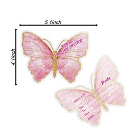20PCS Butterfly Invitation Cards, Butterfly Birthday Party Supplies, Burtterfly Birthday Invitation Cards for Kids Girls