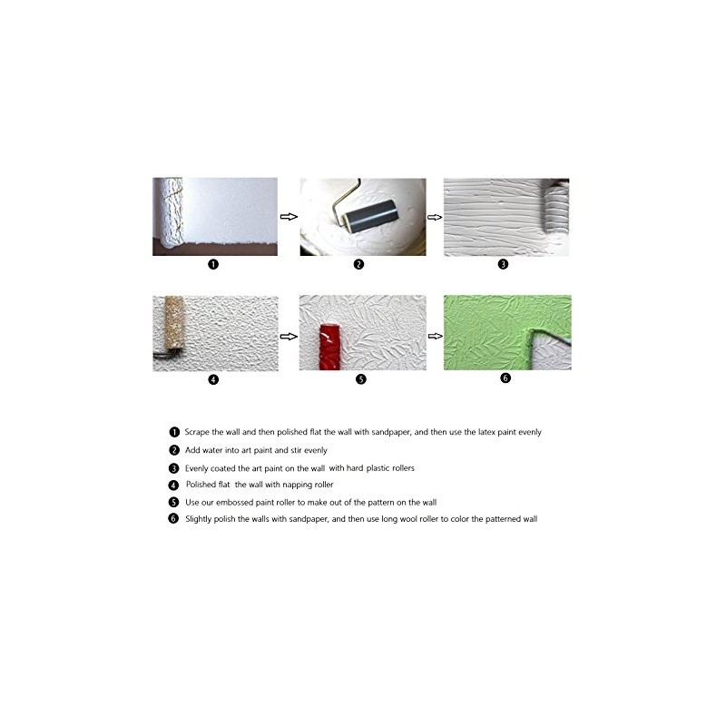 Bueer 7" DIY Patterned Paint Roller Decorative Rubber Roller with