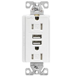 Cooper Wiring TR7755W-K Receptacle TMPRPRF USBCHRG WHT, White, 3 Count