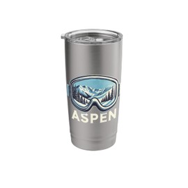 Aspen Ski Goggles Snowy Mountain Scene Art Stainless Steel Insulated Tumbler
