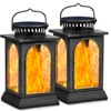 TomCare Solar Lights Flickering Flame Metal Solar Lantern Outdoor Hanging