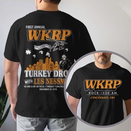 First Annual WKRP Thanksgiving Day Turkey Drop Tshirt - Thanksgiving Day T-Shirts - WKRP Thanksgivings Turkey Drop T Shirts - Gifts for Thanksgivings Days (Black, 3XL)