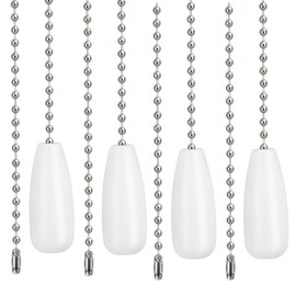 4pcs Ceiling Fan Chain Extenders, 12.68in Light Pull Chain Extension Wooden Beaded Balls Fan Pull Chain Pendant Light Pull Chain Extension for Ceiling Fan Light Lamp Decoration (White)