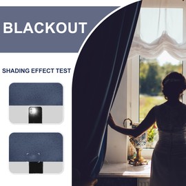 JIUZHEN Dusty Blue Blackout Curtains for Bedroom - Thermal Insulated Room Darkening Rod Pocket Curtains for Living Room, Set of 2 Panels with Tiebacks, 42 x 45 Inch Length, Dusty Blue