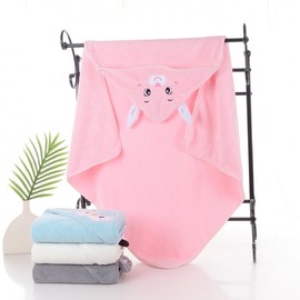 Kids Hooded Beach Bath Towel Robe One Size / Blue Penguin 3ea