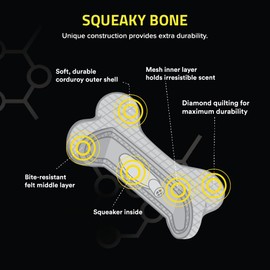 Playology Plush Squeaky Bone | Engaging All Natural Beef Scented Plush Dog Toy with Interactive Squeaker for Medium Dogs up to 50lbs | Easy to Clean | Squeak, Chew, Toss, Fetch, and Play!