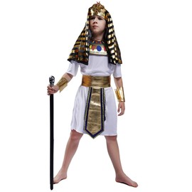 SEA HARE Children's Costume for Boys White Egyptian Pharaoh (M: 7-9 Years)
