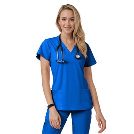 Eipnare Scrub Tops for Women - V-Neck Top Scrubs with 4 Pockets, Soft Fabric Women’s Medical Scrub Top, Easy Care Royal Blue