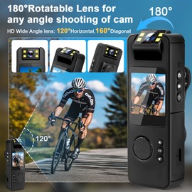Body Camera Video Recorder with 180° Rotation Lens and WiFi for Real-Time Viewing, 128GB Memory, and Infrared Night Vision Cam, Ideal for Outdoor Security, Law Enforcement, Travel (CS11)