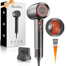 MelodySusie Hair Dryer, 1600W Professional Fast Drying Blow Dryer,120,000 RPM High Speed Ionic Hair Dryer,3 Temps & Stepless Speed Low Noise Damage Free Hair with Thermo-Control,Black