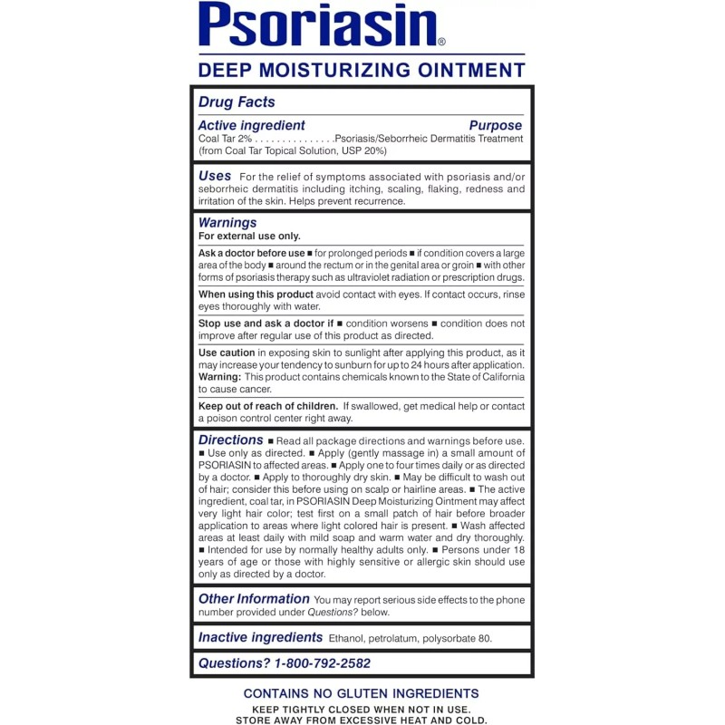 Psoriasin Deep Moisturizing Ointment Stop Psoriasis Itching Extra Strength 4.2oz