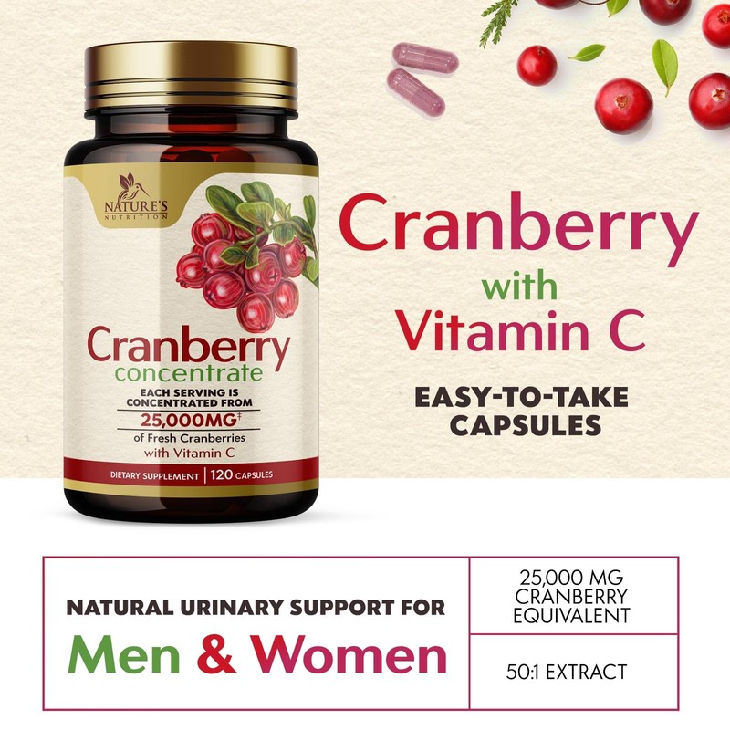 Cranberry Concentrate Extract Supplement for Women & Men + Vitamin