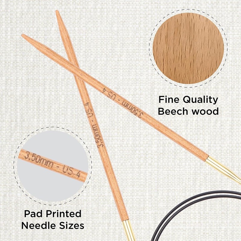 KnitPro Basix Beech Fixed Circular Needles 32" (80cm) | 3.50mm