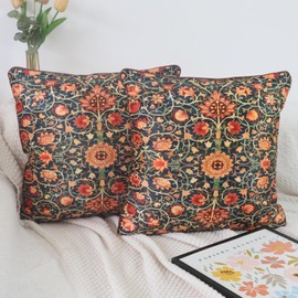 NIULAA Double-Sided Velvet Cushion Covers 50cm x 50cm 2 Pack Bohemian Sunflower Throw Pillows 20x20 Inches Decorative Square Pillow Cases for Bed Sofa Floral Luxury Scatter Cushions