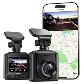Dashcam Car WiFi 2K, Mini Front Car Camera Supports External GPS Module, App, IPS Screen, Ultra Night Vision, 170° Wide Angle, WDR, 24 Hours Parking Mode and Motion Detection, G-Sensor