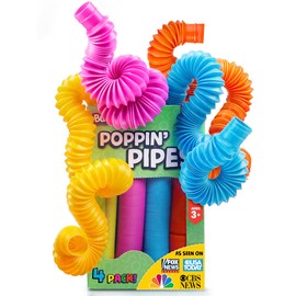 BUNMO Pop Tubes – Large 8-Pack Fidget Toys – Poppin Pipes Sensory Toys for Toddlers and Kids, Fun Travel Toy for Fine Motor Skill Development