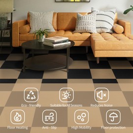 AKIVIDA Carpet Tiles Peel and Stick, 12”x 12” Non-Slip Self Adhesive Squares Carpet Floor Tile, 10Pcs DIY Reusable Waterproof Carpet for Living Room Bedroom