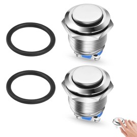 Push Button 16 mm Momentary Push Button Waterproof 12 V, IP65 Waterproof Pressure Switch, Push Button Switch 2A 12V 24V 36V DC 3A for Cars, Ignition Systems, Doorbells (High Head)