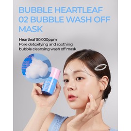 BE THE SKIN Heartleaf O2 Bubble Wash-Off Mask Pack - Gentle Pore Detoxifying for Sebum Control with 50,000ppm of Heartleaf Extract - Soothing & Radiance Korean Skincare, 1.69oz.