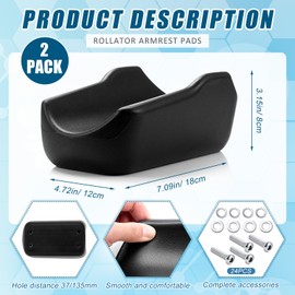 2 Pcs Rollator Armrest Pad Upright Walker Forearm Pads Black Walker Handle Coushions Stand up Rollator Accessories Soft and Comfortable for Seniors