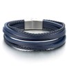 COOLSTEELANDBEYOND Mens Womens Multi-Strand Navy Blue Braided Leather Bracelet Wristband