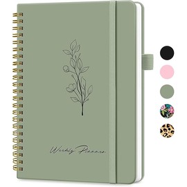 Undated Weekly Planner, Weekly To Do List Notebook with Goal & Habit Tracker Organizer, A5 Weekly Planner Notebook with Spiral Binding, 6.1" x 8.2" - Green