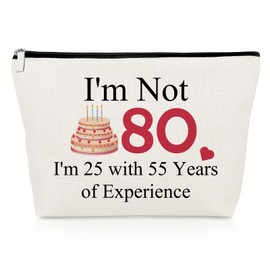 Funny 80th Birthday Gifts for Women Makeup Bag 80 Year Old Gifts for Her Cosmetic Bag 80th Anniversaries Makeup Pouch Turning 80 Gifts 80th Bday Gifts for Wife Mom Grandma Sister BFF Friend