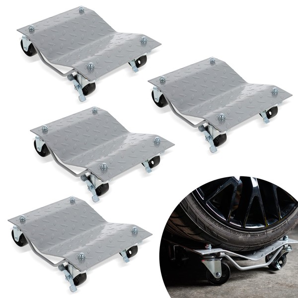 ABN Car Dolly 4-Pack, 4 Wheel Dolly Set – 6,000 lbs pound Total Capacity Stake Dollies for Tow or Vehicle Storage
