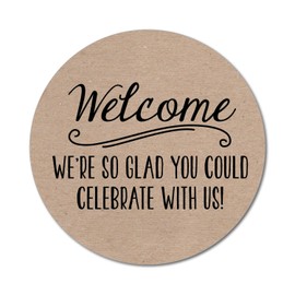 36 2.5-inch Welcome Sticker Labels for Rustic Country Wedding Shower Guest Gifts - Brown Kraft