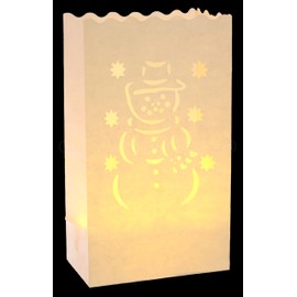 CleverDelights White Snowman Luminary Bags - 20 Count - Christmas Holiday Luminaria