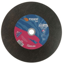 Weiler 57032 14-Inch Cutting Wheel, Tiger AO Steel/Metal Long Life, Performance Cutting, 1/8" A30T Type 1 1" Arbor (Pack of 10)