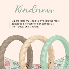 Knot Theory Kindness Thin Stackable Silicone Ring - Braided Green Beige Tan 2mm Slim Wedding Band Size 8