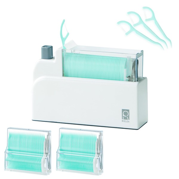 Ryelea Floss Pick Dispenser with 40 Count Double Thread Flossers