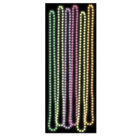 Beistle 52131-ASST Glow in The Dark Party Beads (6 Pack), 7mm x 33", Multicolor