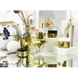 REDODECO 7200Pcs Mirror Mosaic Tiles Disco Ball Mirror Tiles Self-Adhesive Square Glass Mirror Tiles for Craft DIY,15 Sheets (Gold)