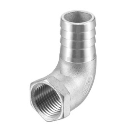 sourcing map 304 Stainless Steel Hose Barb Fitting Elbow, 20mm Barbed x 1/2" NPT Female Pipe Connector Adapter for Water Fuel Air