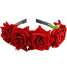 SuPoo Red Flower Headbands for Women, Floral Hair Accessories