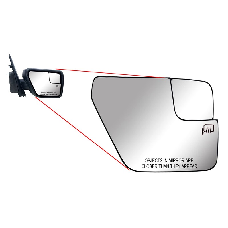 Replacement Passenger Right Side Mirror Glass Heated with Back Plate