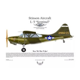 Aircraft Plan Co. Vintage Rubber Band Powered Stinson Sentinel L-5 1946 Nationals Airplane Print