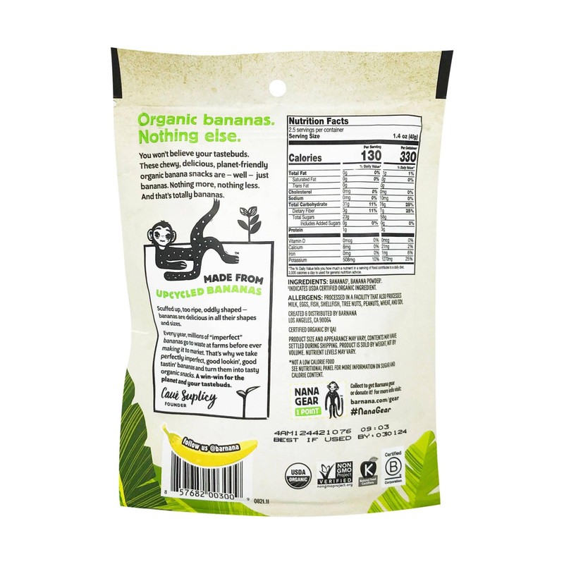 Barnana Organic Chewy Banana Bites, Original, 3.5 Ounce (Pack of
