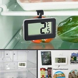 Meichoon UD05 Refrigerator Thermometer, Digital Display for Fridge and Freezer, with Adjustable Stand, High Precision Waterproof Electronic Thermometer, Black